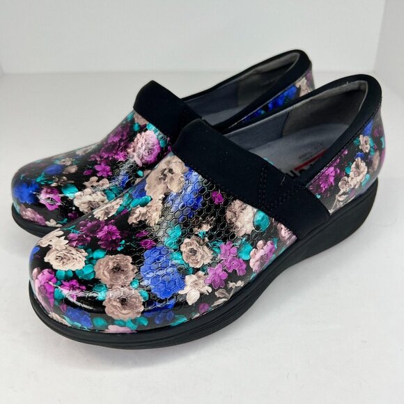 Softwalk Womens G1700 Purple Greys Anatomy Meredith Floral Size 7.5 M Work Clogs - Picture 1 of 9